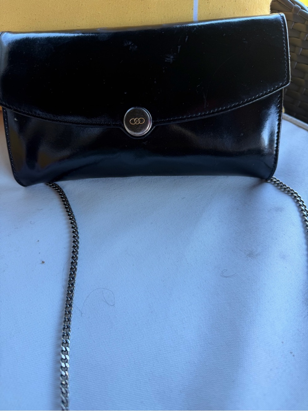 Black Leather Chain Crossbody Clutch -Pourchet Paris